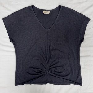 Universal Thread V Neck Shirt Womens Large Lightweight Stretch Loose Wash Black